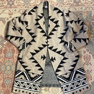 Frye Geometric Black and Gray Women's Cardigan
